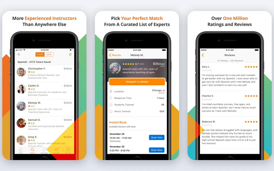 Wyzant app screenshots