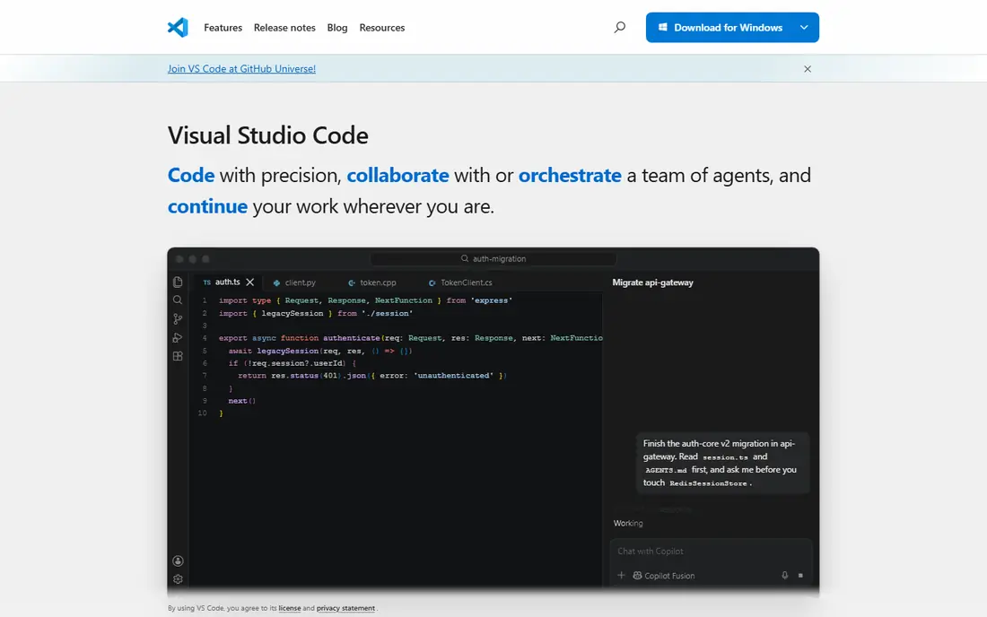 Visual Studio Code website