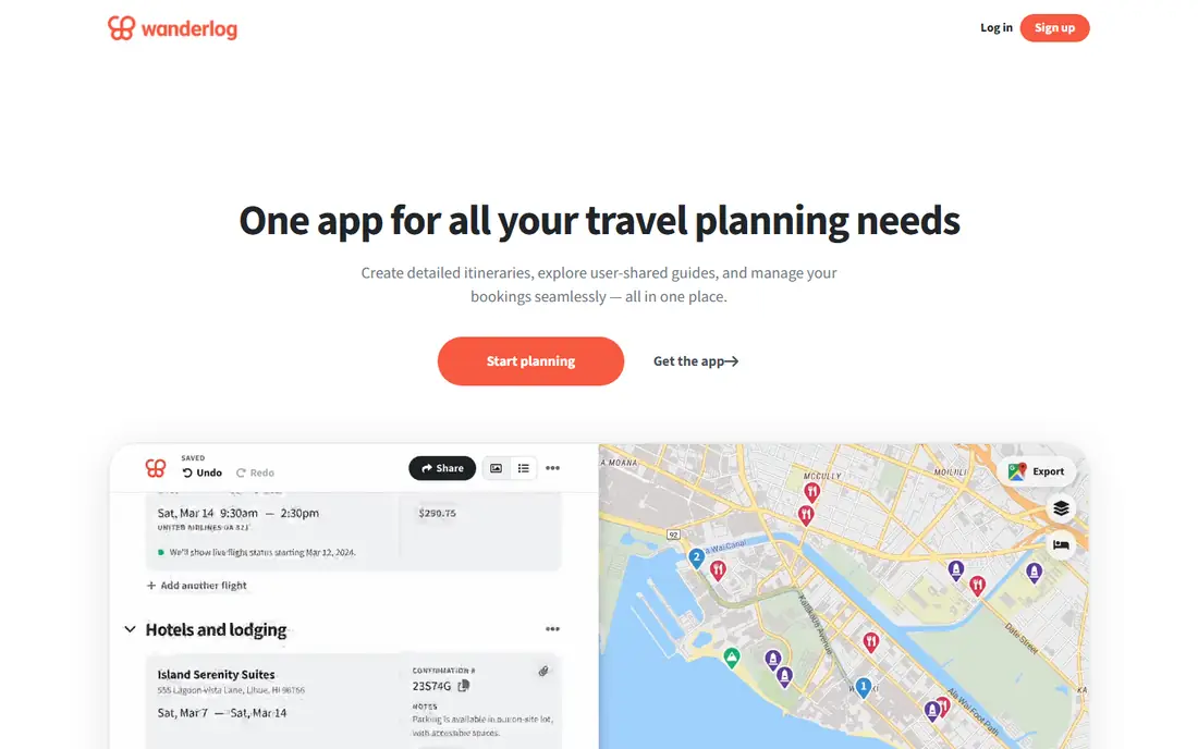 Wanderlog website