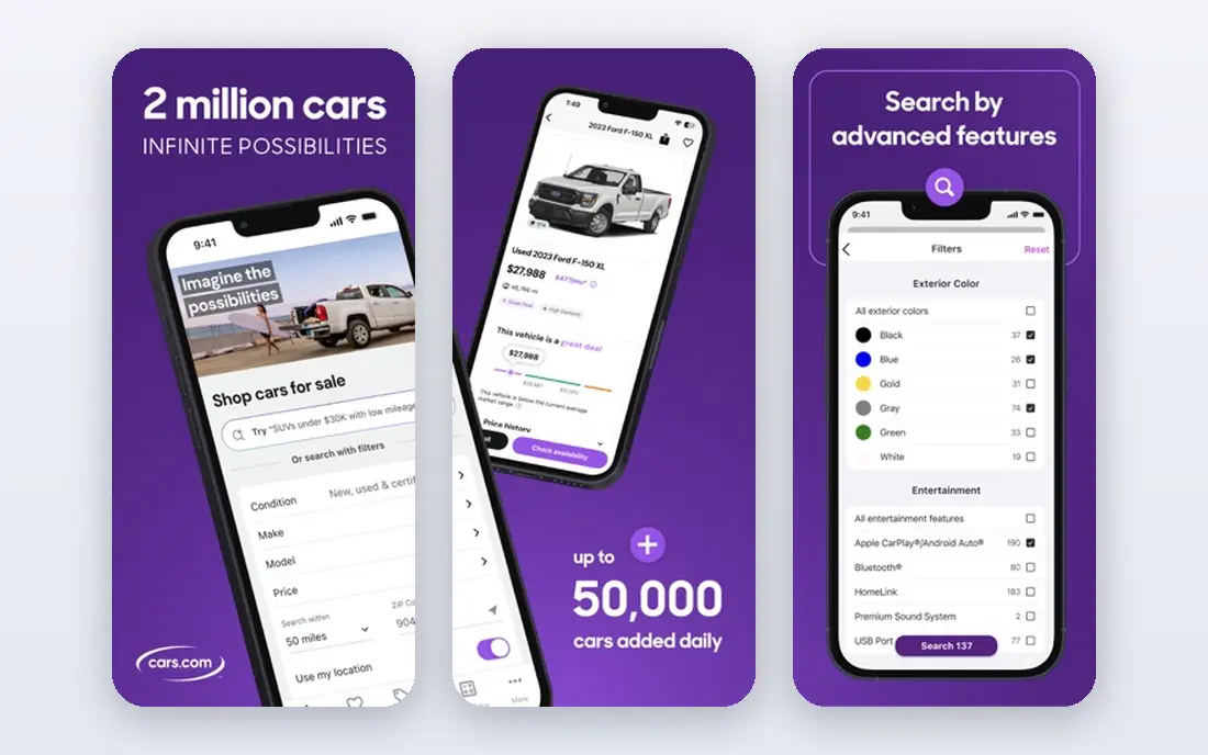 Cars.com app screenshots