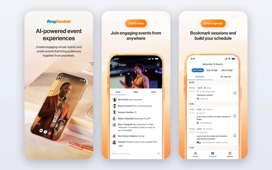RingCentral Events app screenshots