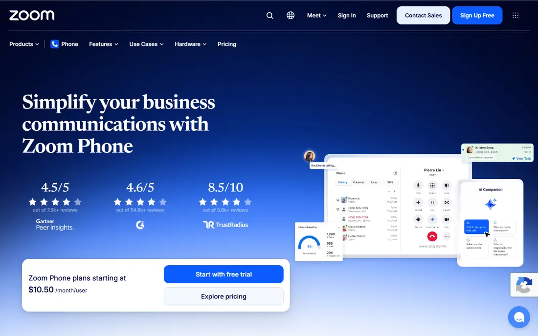Zoom Phone website