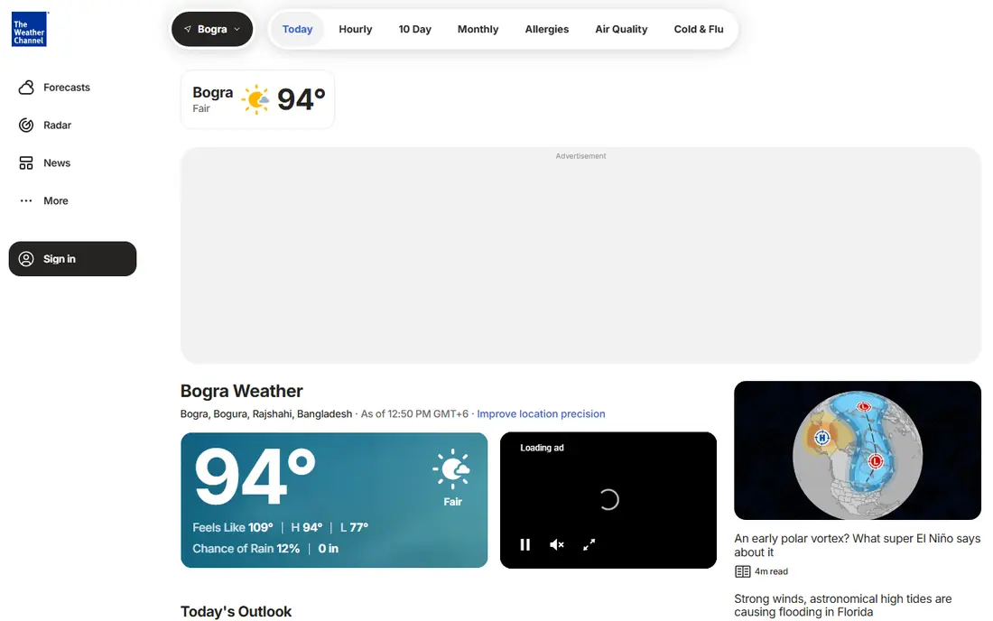 The Weather Channel website