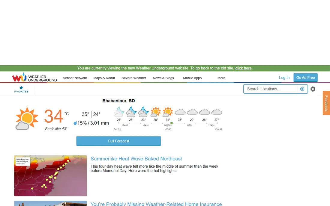 Weather Underground website