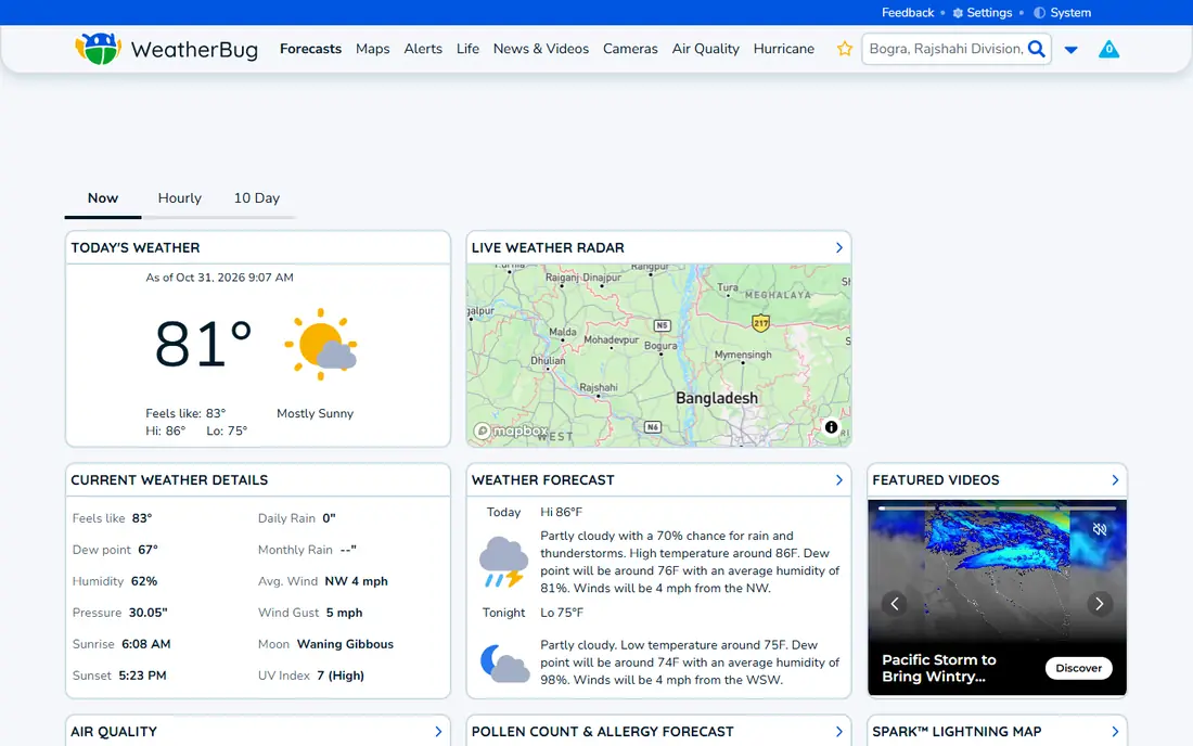WeatherBug website