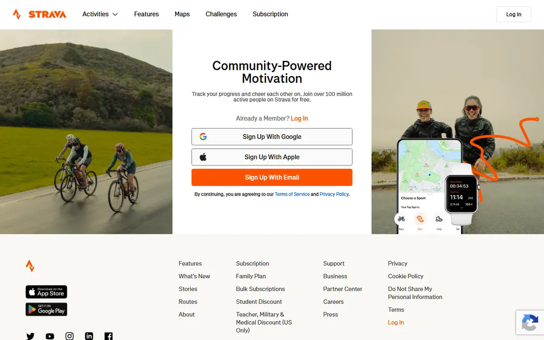 Strava website
