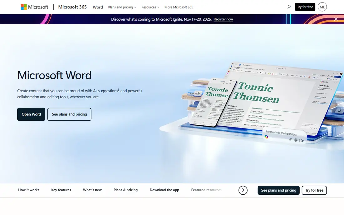 Microsoft Word website