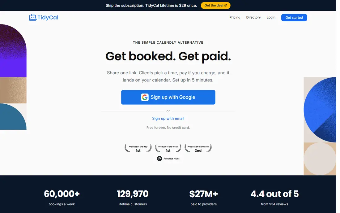 TidyCal website