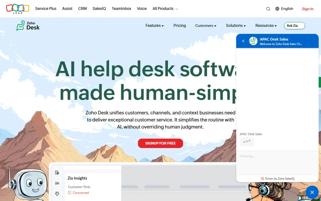 Zoho Desk website