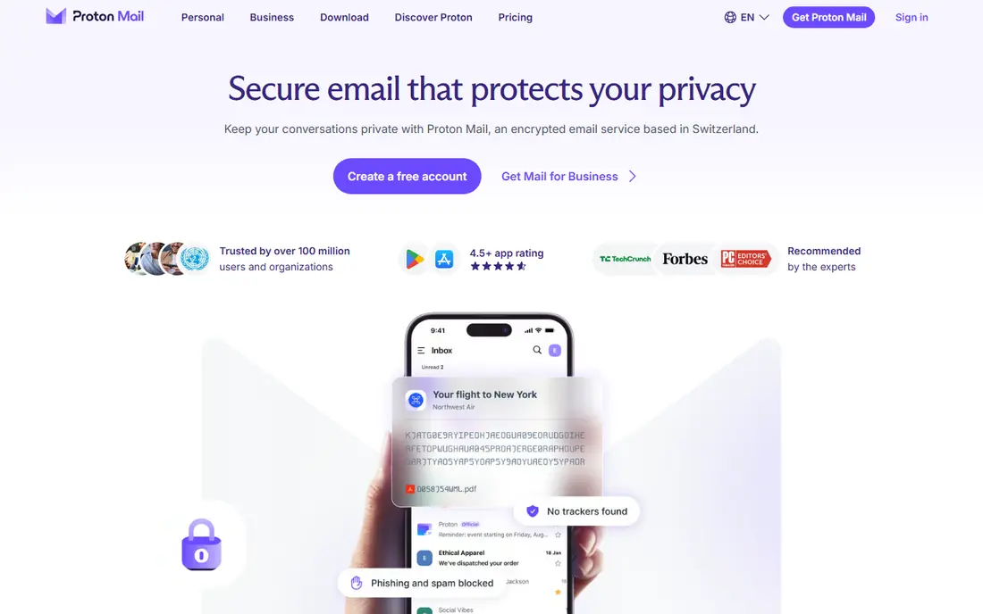 Proton Mail website