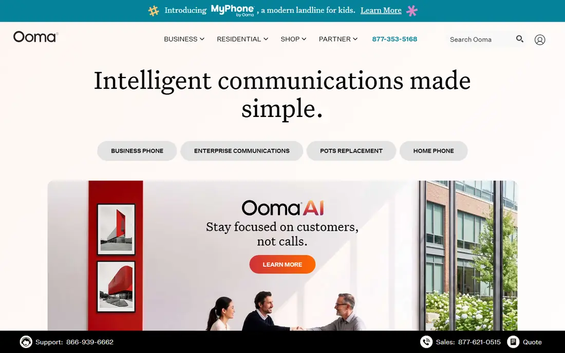 Ooma Office website