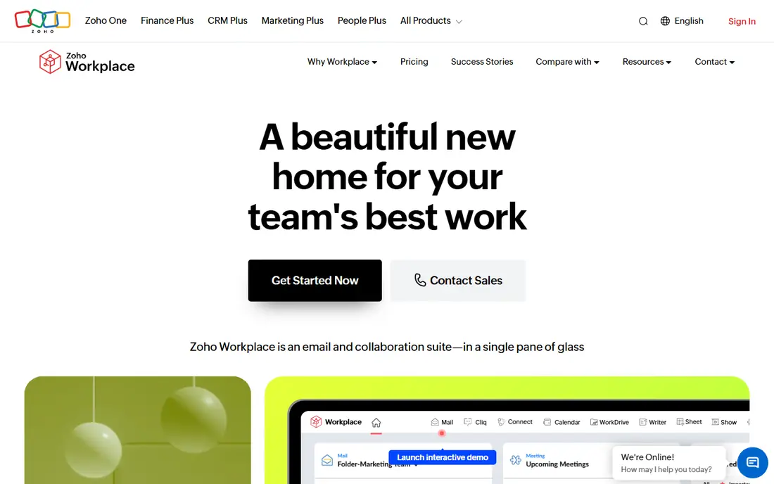 Zoho Workplace website