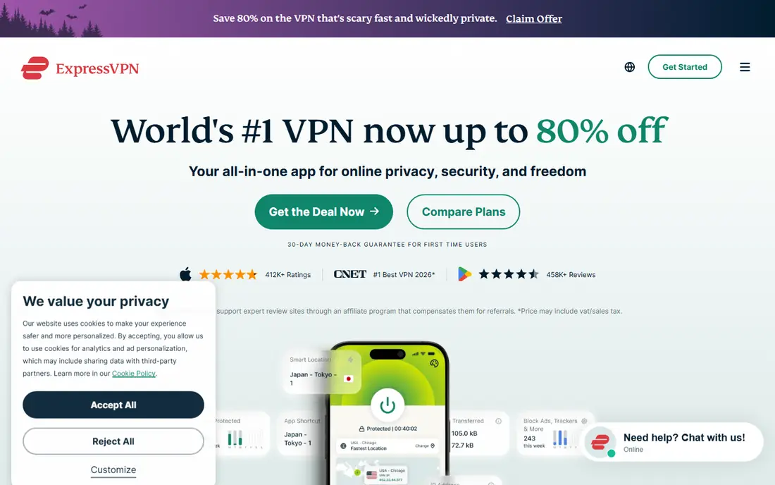 ExpressVPN website