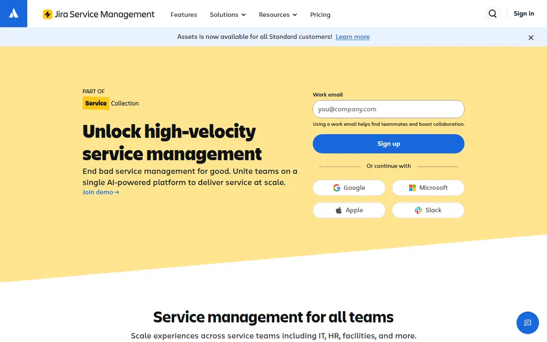Jira Service Management website