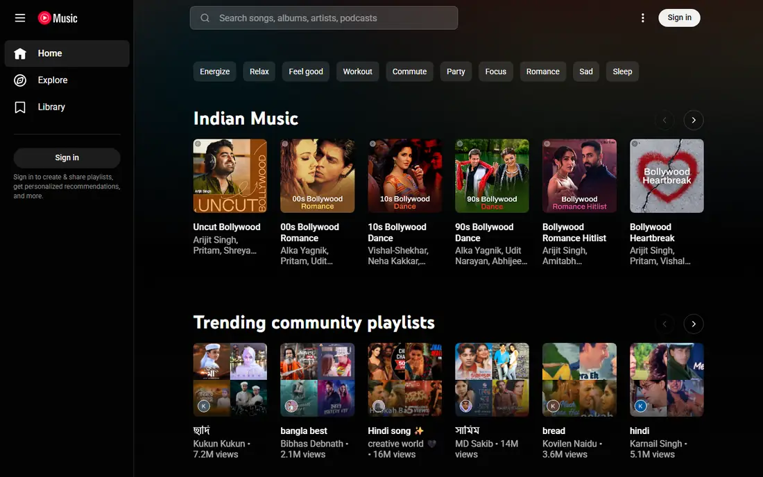 YouTube Music website