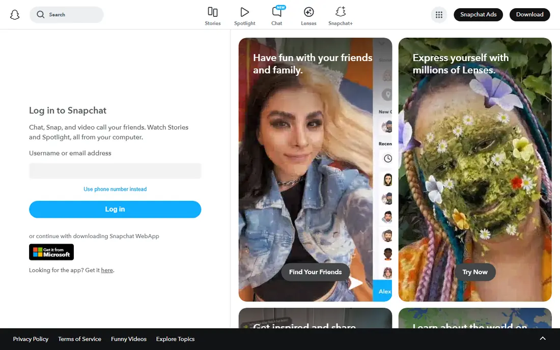 Snapchat Spotlight website