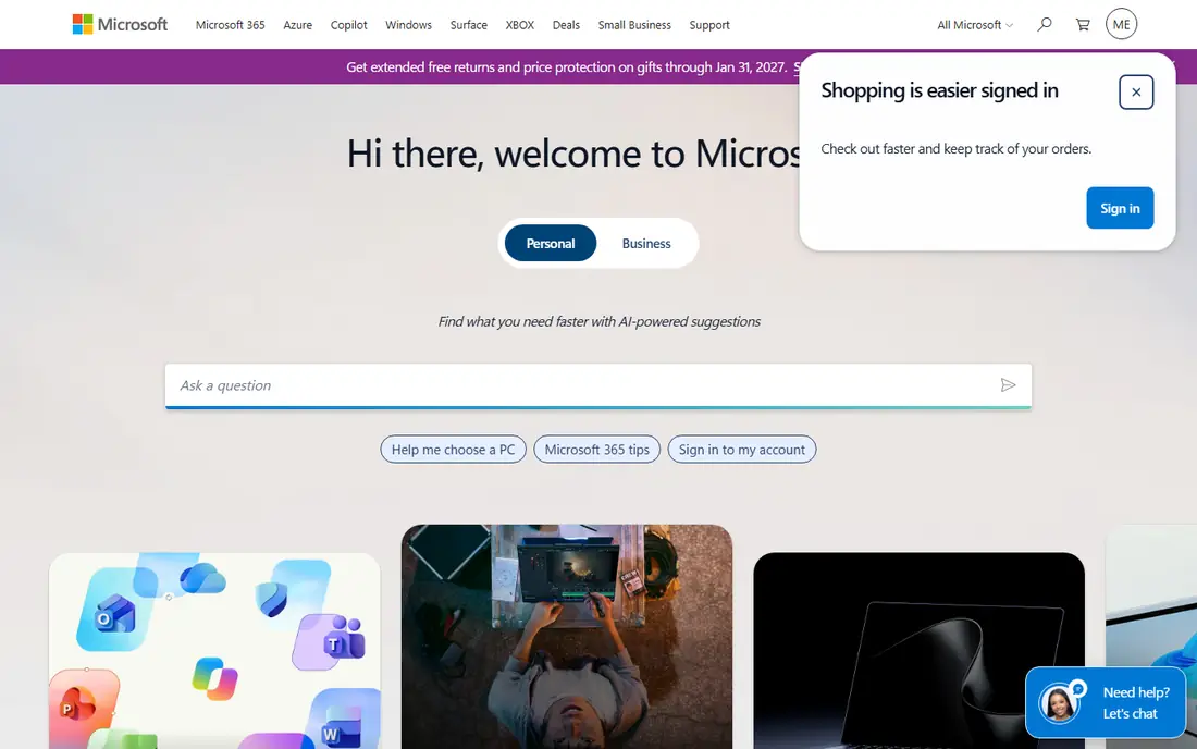 Microsoft website