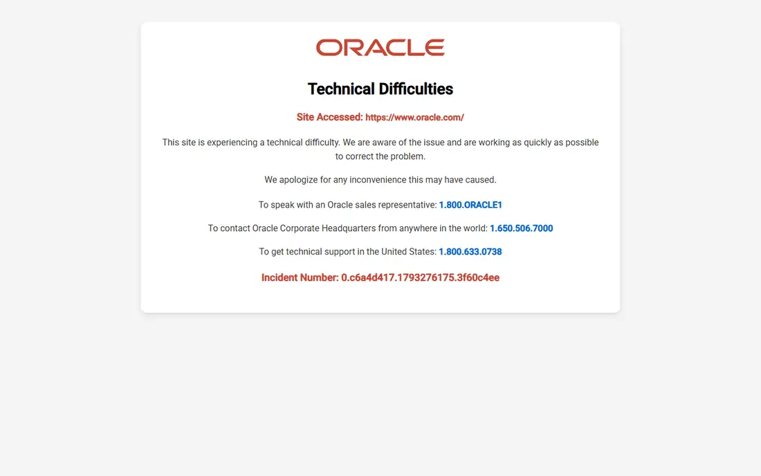 Oracle website