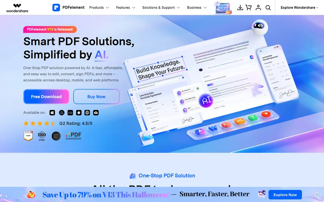 Wondershare PDFelement website