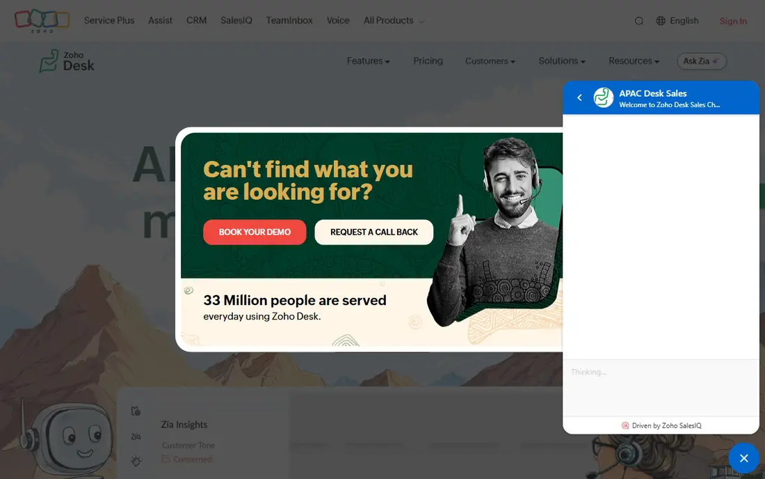 Zoho Desk website