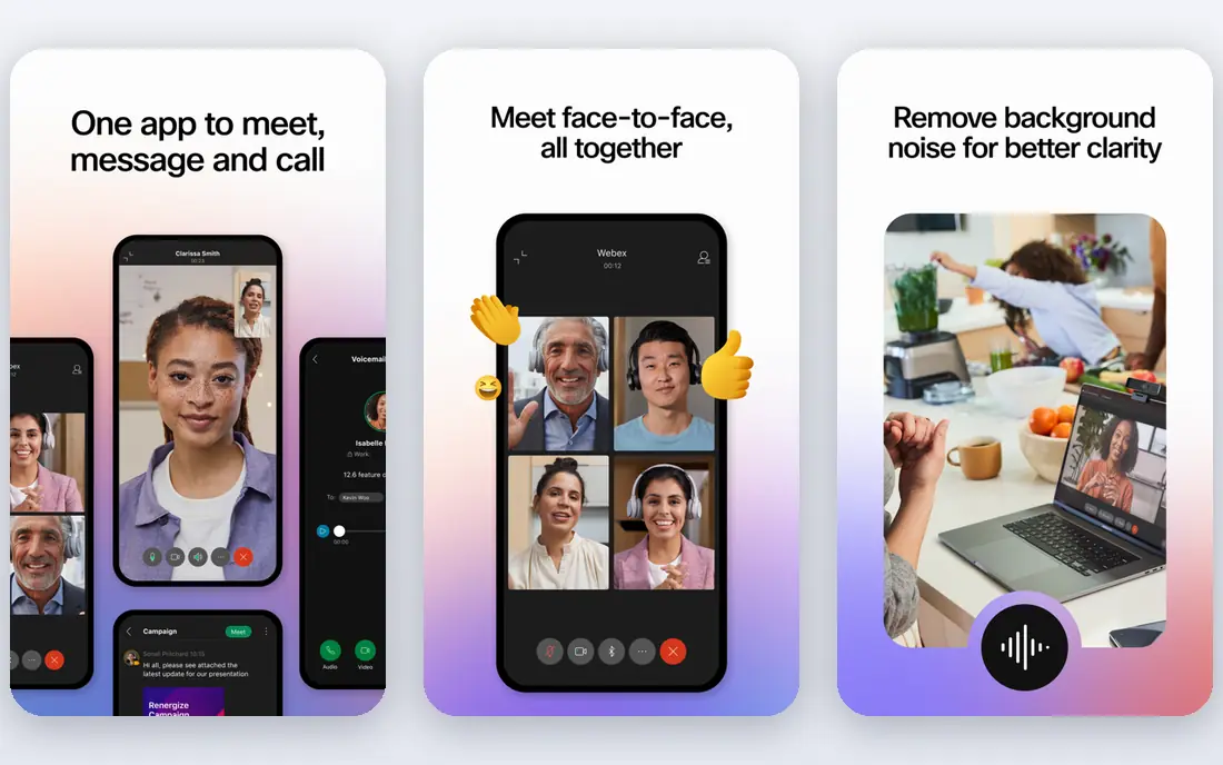 Webex app screenshots